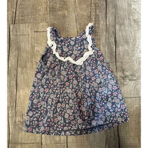Cynthia Rowley Baby Girls Floral Dress Navy white Ruffle Trim Size 18 Months